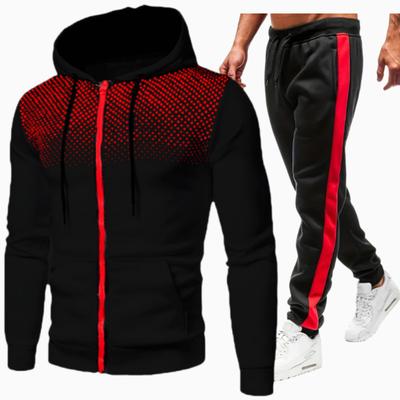 Cross-border New Polka Dot Printing Solid Color Zipper Set, Autumn and Winter Velvet Men's and Women's Sports Hoodies, Sweatshirts and Sweatpants