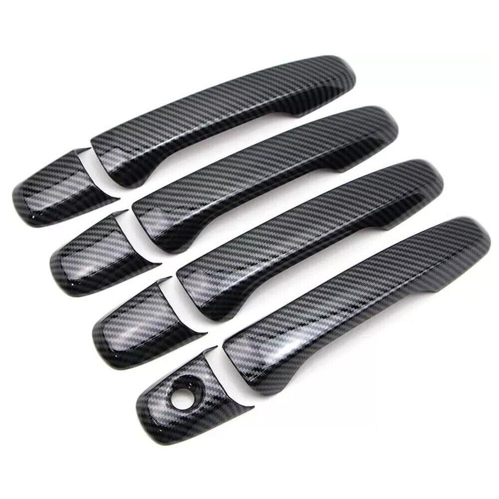 For Ford Explorer 2011- Carbon Fiber Style Chrome Car Door Handle Cover Sticker Trim Cap Accessories Auto Protect Decor ABS