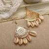 Simple Natural Shell Pendant Fan Shaped Earrings