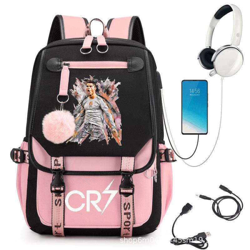 Large Capacity Schoolbag with Shoulder Strap; Student Three-piece Pencil Case Set