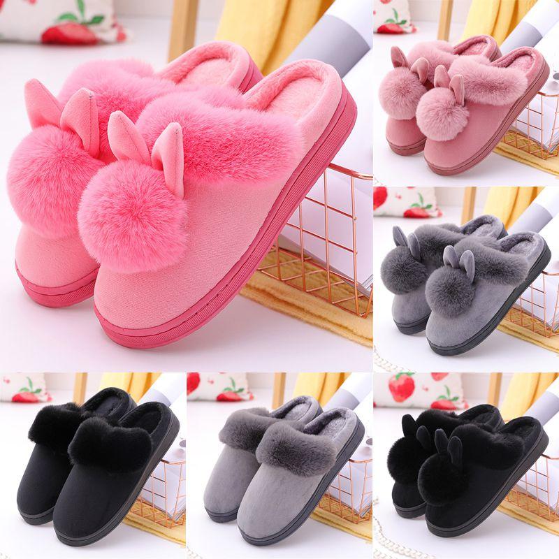 Cozy Women Rabbit Plush Slippers For Winter With Non-slip Indoor Design