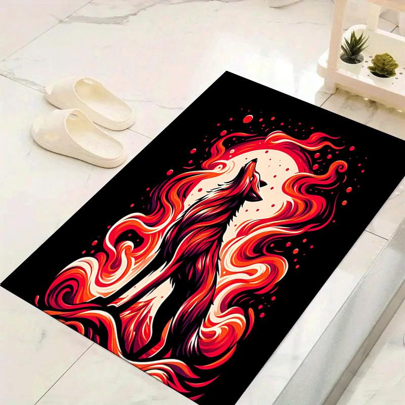 

1pc Lone Wolf Print, Design Indoor Area Rug, Soft, Anti-Slip, and Durable Gaming Room Decor for Bedroom, Living Room, and Exercise Rugs, Per 60cm by 90cm