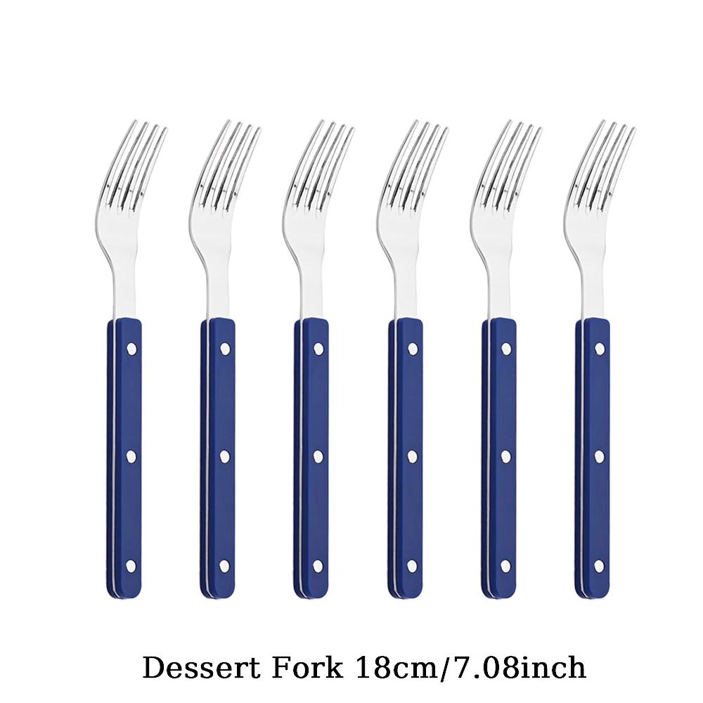 

6Pcs Dessert Dinner Forks 18/20cm ABS Handle Rivets Stainless Steel Forks Cake Salad Fork Kitchen Flatware Decoration
