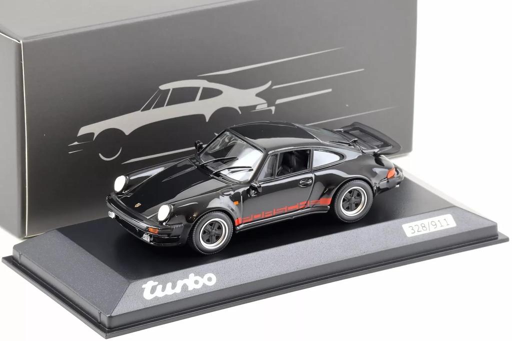 Dealer Model 1/43 Porsche 911 930 Turbo 50th Anniversary Black Porsche Design Miniature Car
