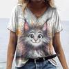 Fashion Streetwear Women Oversized T Shirt 3D Cat Print Summer Casual Short Sleeve Crew Neck Pullover Female Clothing