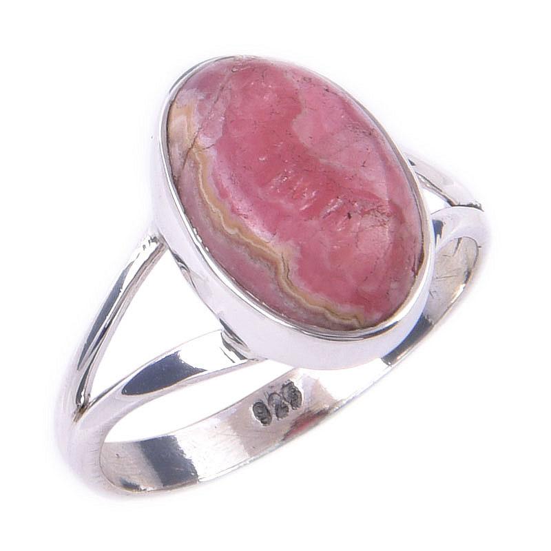 Natürlicher Rhodochrosit Edelstein Handgefertigt 925 Massiv Sterling Silber Ring S.6 E4Z61