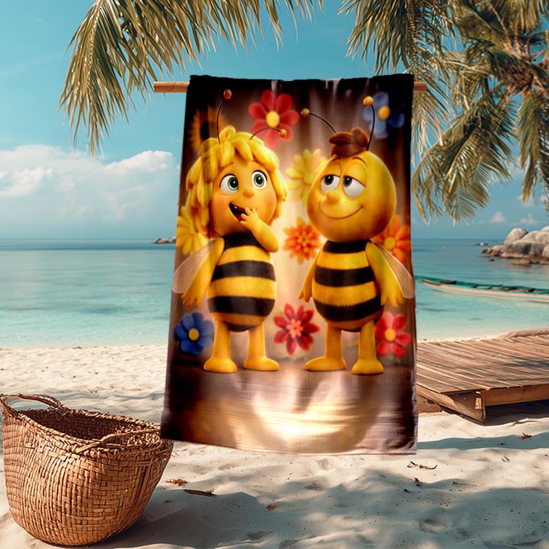 Ultra-Soft Beach Towel with Maya the Bee Theme,Ideal for Pool - Camping, Diving - Perfect Travel Essential, Vibrant Beach Towel.