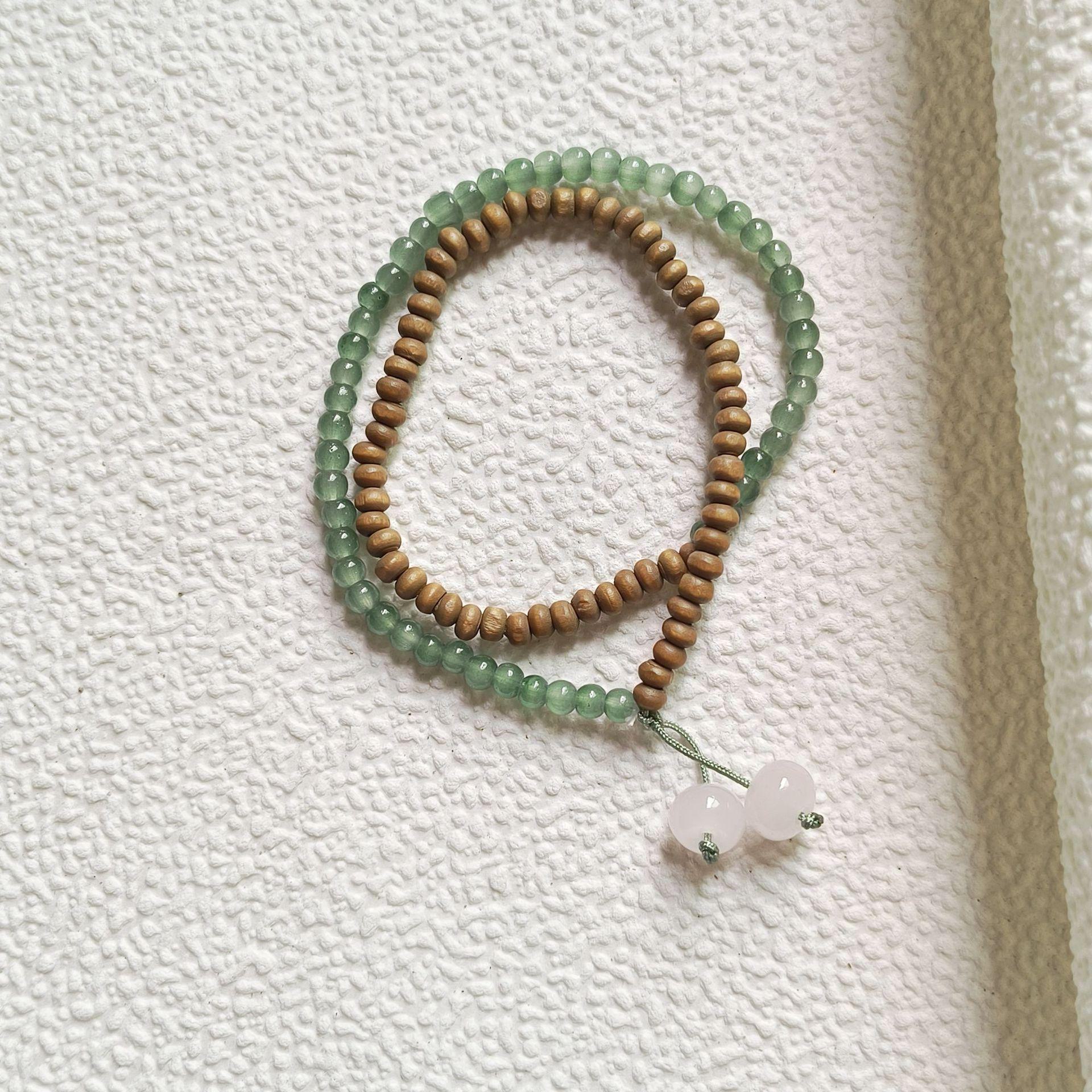 

Unique Women s Pink Crystal & Jade Bracelet: Retro Chinese Wood Grain Design beads bracelet