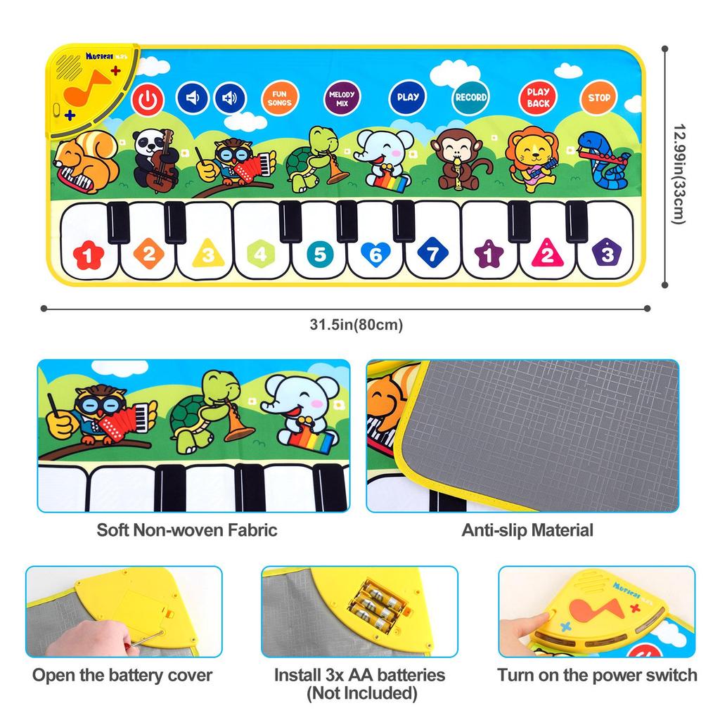 Interactive Animal Music Play Mat: Baby Walking & Dancing Piano Mat