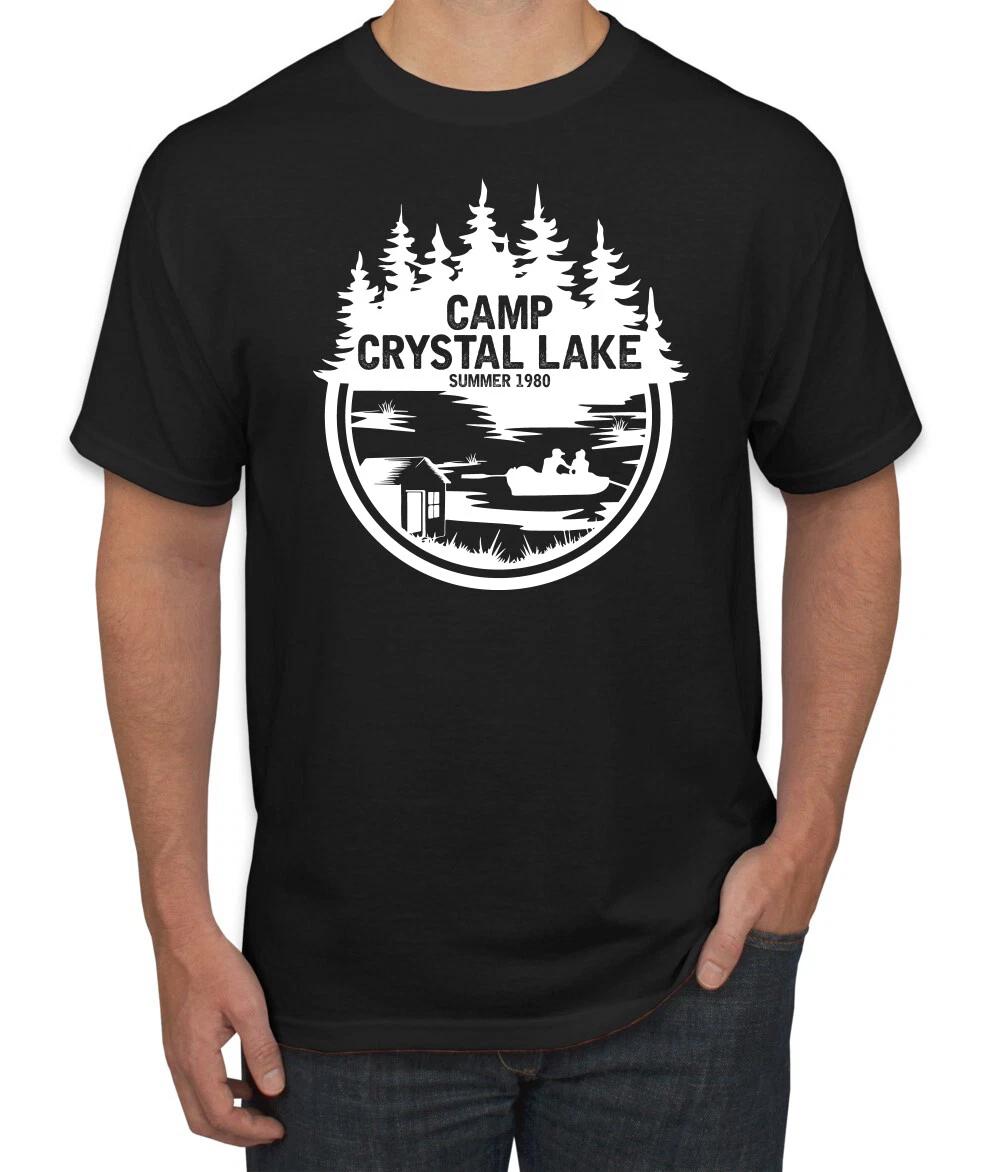 White Camp Crystal Lake Retro NJ 1980 Horror Movie Jason Novelty T  Shirt L
