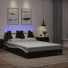 VidaXL Bed Frames with LED Lights, Upholstered Bed with Headboard, Double Bed, Adult Bedroom Bed, Modern, Black White 3214027