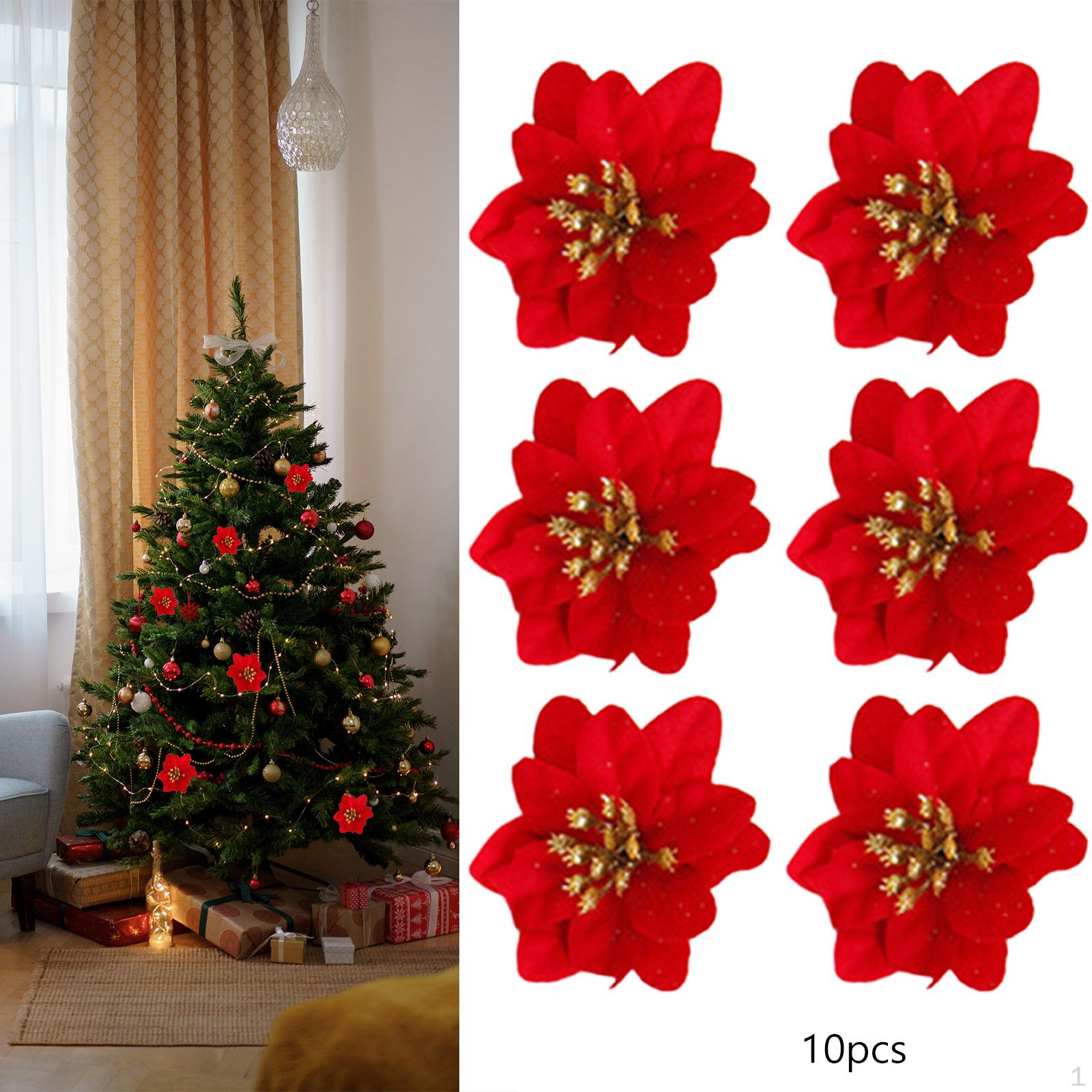 

10 шт. искусственные цветочные головки блестящие рождественские цветы венок украшение для домашних венков