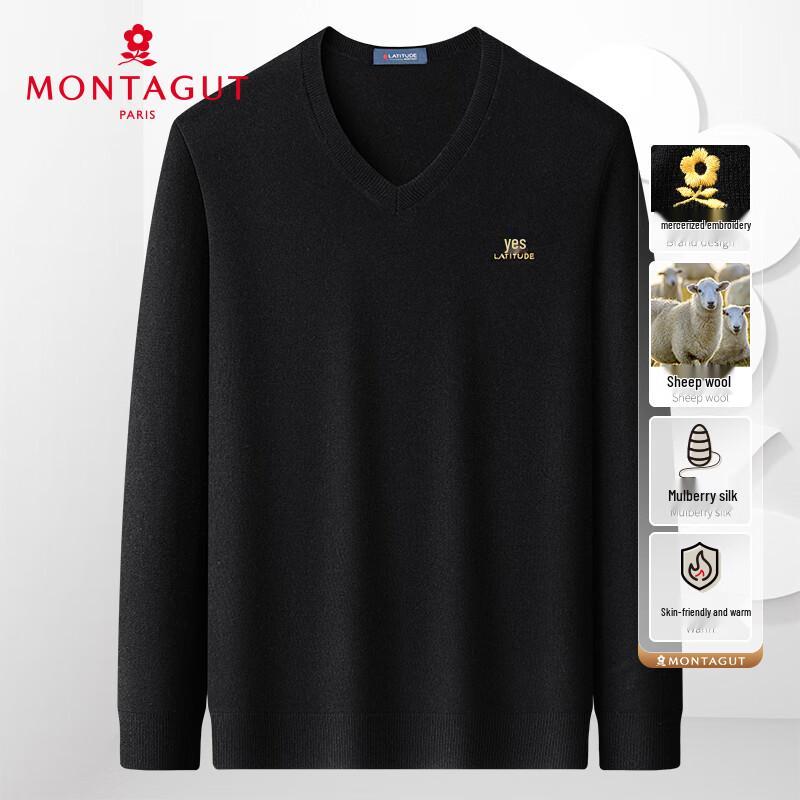 MONTAGUT Men's V-Neck Pullover Knit Sweater