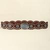 Oval Eyelets Belt for Women Bohemian Style Waist Belt Hollowed Out Wide Belt for Teens Girls Female Western Cowboy Belt