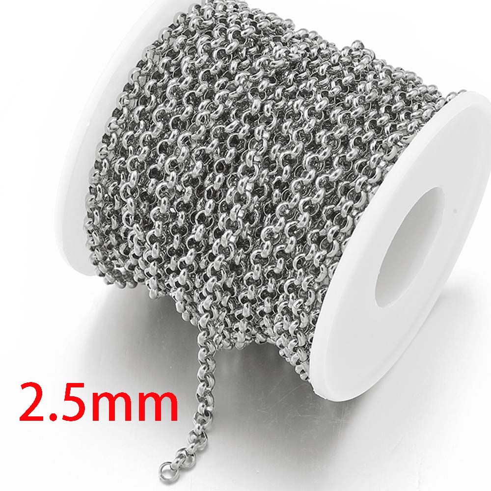 20Meters/Roll 1M No Fade Stainless Steel Chain Multi Sizes Basic Chains for Jewelry Making DIY Bracelet Necklace Chain Wholesale