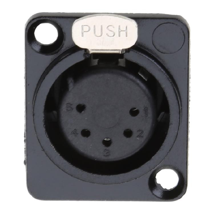 5-core XLR Connector Female Jack Socket Panel Mounted Type Square Shape Base