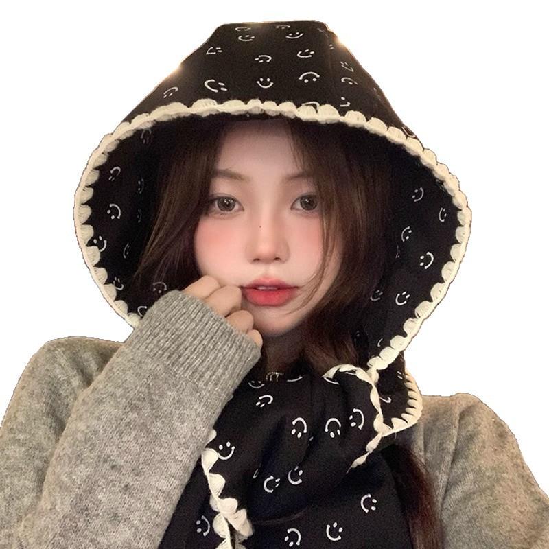 Căciulă și fular drăguțe All in One pentru femei Stil coreean Versatilă caldă pelerină cu glugă pentru toamnă și iarnă