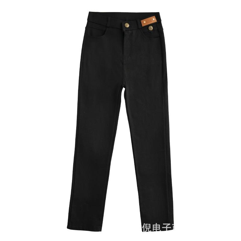 Pipe Pants Women's New Spring and Autumn High Waist Narrow Version Nine-point Black Pants Women's Small Straight Jeans