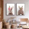 Flower Bunny Poster Rabbit Nursery Wall Art Canvas Painting  Animals Print Posters Nordic Wall Pictures for Baby Room Decor