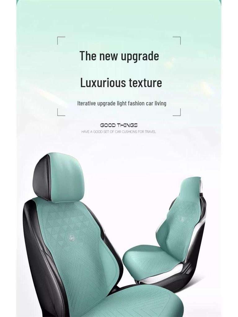 Universal Suede Car Seat Cushion Set - All-Season, Three-Piece, Summer-Ready, Thin Cushion with Lumbar Support.