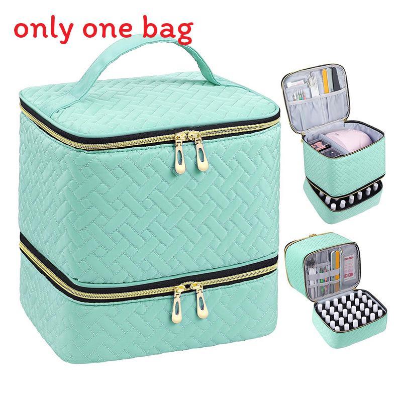 Portable Double Layer Makeup Bag With High Capacity For Travel And Storage