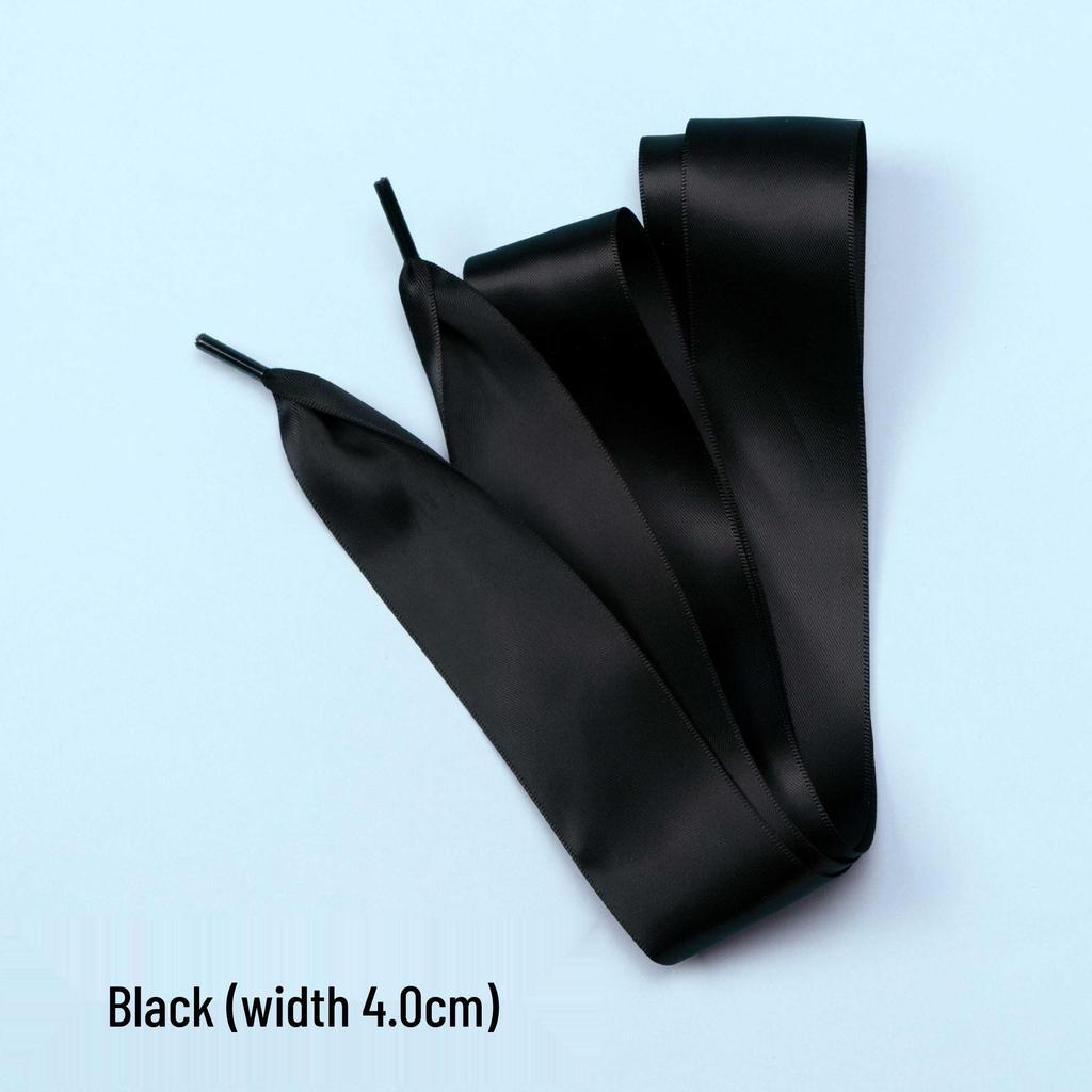 Silk Satin Ballet Bow Shoelaces, 4.0CM Double-Sided Bright White Ribbon Shoelaces