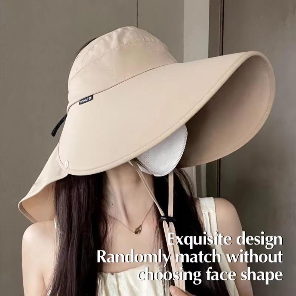 

New Wide Brim Sunscreen Cap Foldable with Leaking Ponytail Shawl Cap Breathable Summer Beach Hat Women