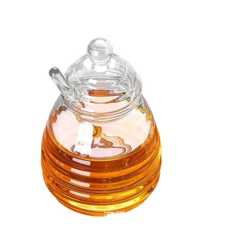 Kleines Biene Waben Glas mit Deckel und Rührstab, Kreatives Küchenzubehör