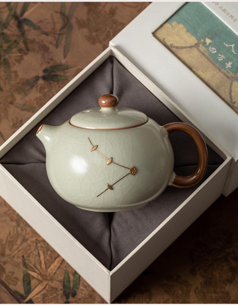 Kintsugi Ruyao Teapot: Anti-scalding Kung Fu Tea Set, Handmade High-end Brewer, 2026 New Edition.