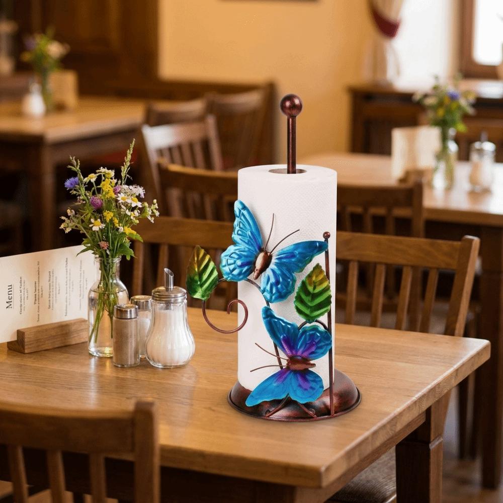 Freestanding Butterfly Paper Towel Holder One-handed Tear Standing Toilet Paper Holder  Kitchen