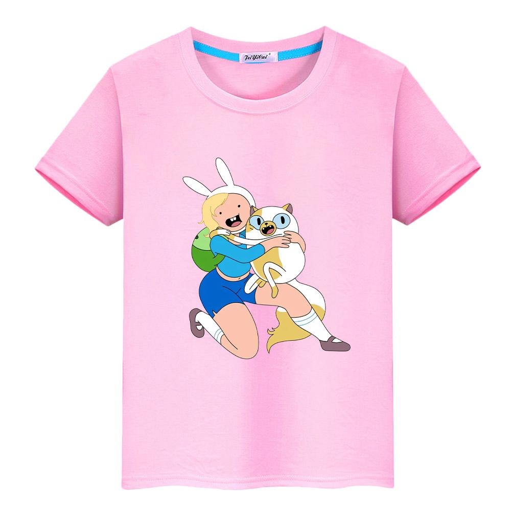 Adventure Time 100%Cotton T Shirt for Kids Boy 10years Pride Tshirt Y2k Anime Short Cute Tops Toddler Girl Clothes Kids Clothes Girls