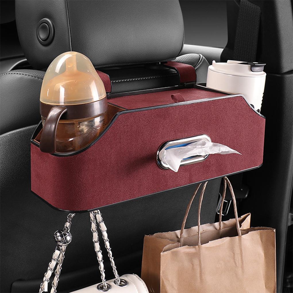 Multifunctional Interior Accessories Portable For Easy Storage Car Seat Organizer Stowing Tidying Car Storage Box Orange Suede
