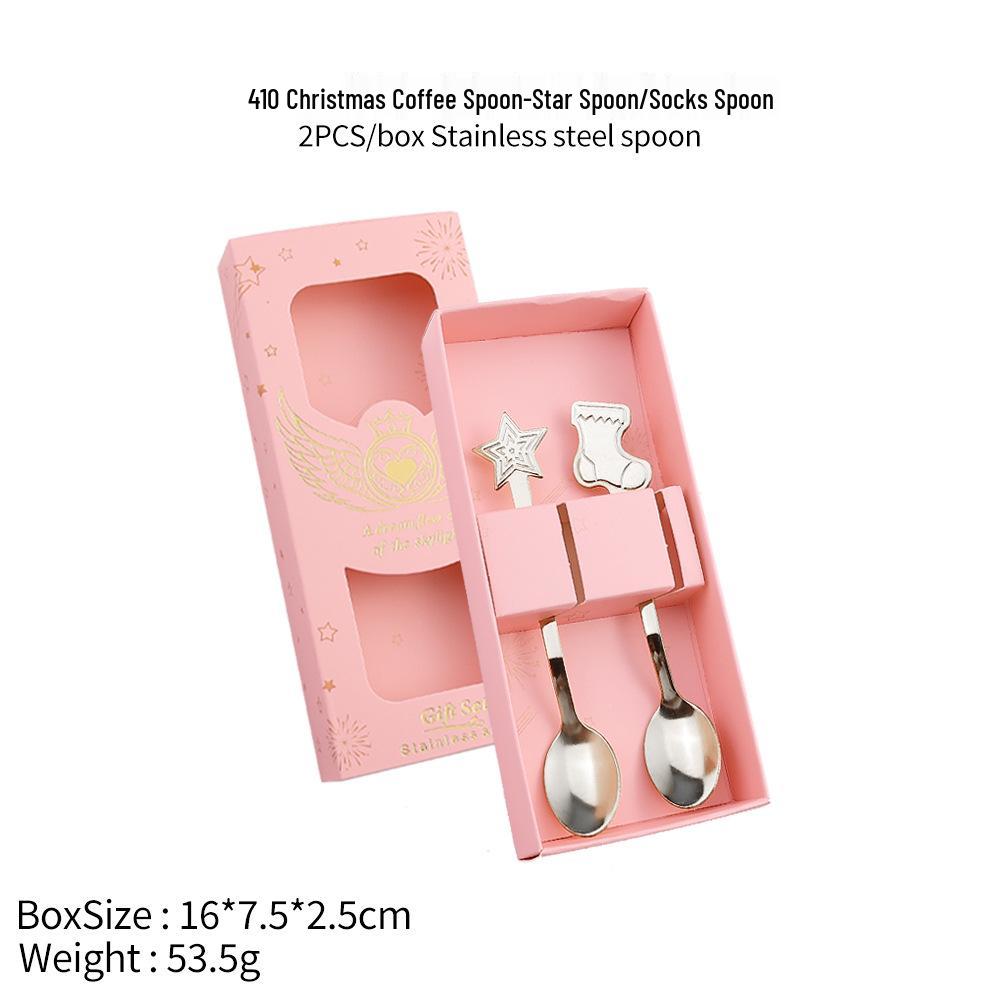 Stainless Steel Christmas Cartoon Coffee & Dessert Stirring Spoon: Snowman & Star Design