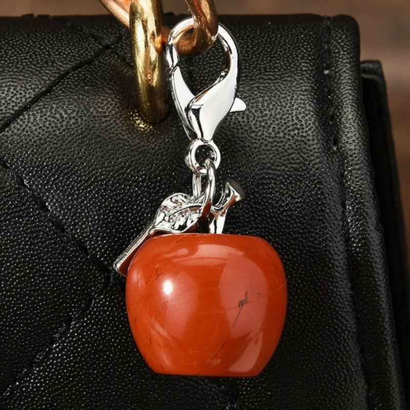 

Изысканные брелоки в виде яблока из натурального нефрита для женщин Y2K, подвеска для сумки, брелоки для ключей от машины, ювелирное украшение, подарок, аксессуары для декора