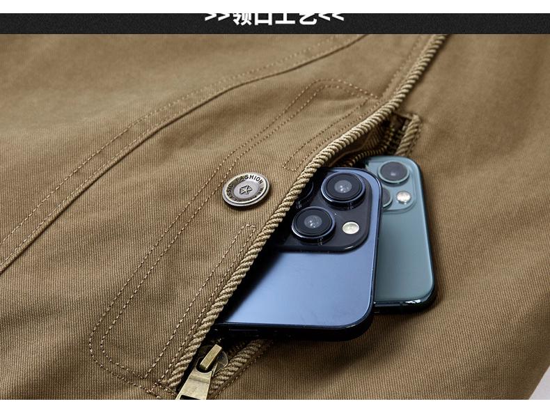 Chaqueta de piloto de la Fuerza Aérea de Alta Gama para Hombre: Terciopelo Forrado de Invierno, Algodón Puro, Corte Holgado, Ropa de Abrigo con Solapa para Personas de Mediana Edad.