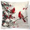 1PC Contemporary Christmas Cardinal and Holly Berries Throw Pillow Cover, 45.72x45.72 Cm, Polyester Printed Cushion Case for Autumn Winter Farmhouse H