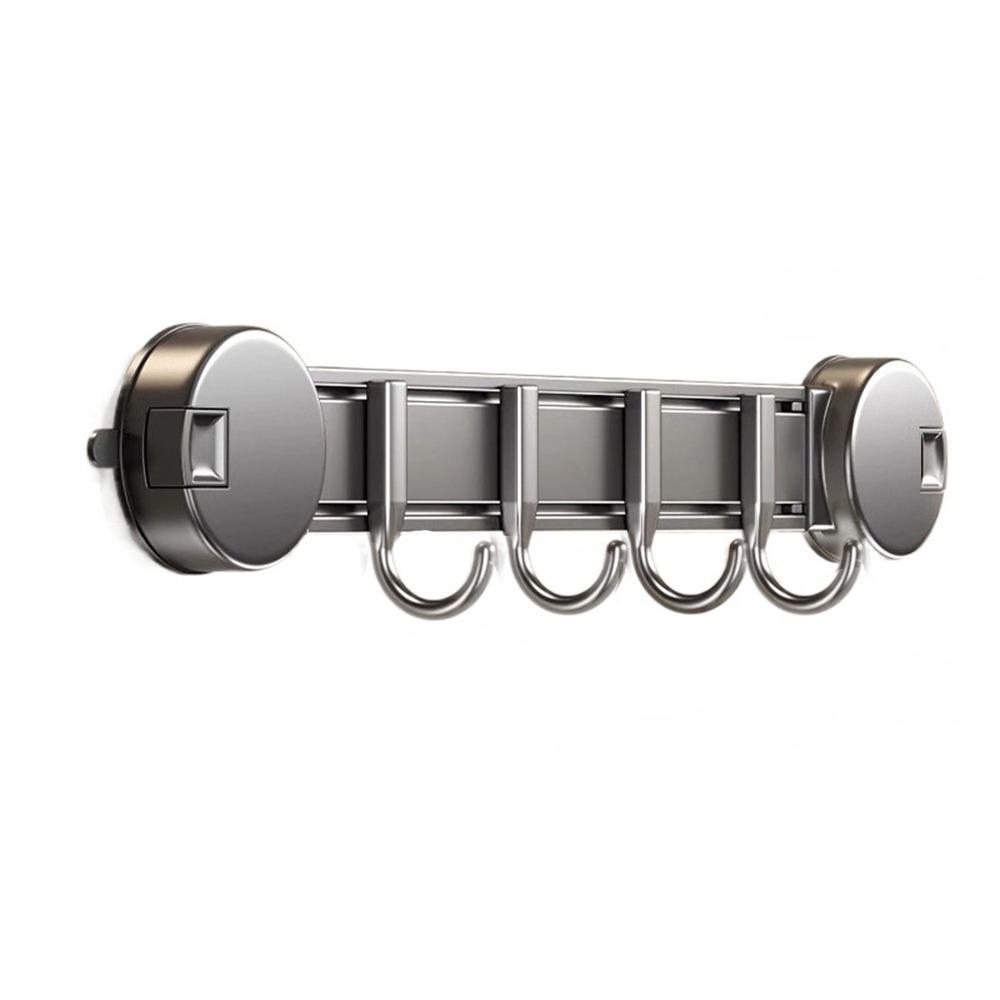 

Космический алюминий Присоски Крючки 4/5/6 Крючков Навесной крючок для одежды на дверь Ванная комната Grey-4 Hooks