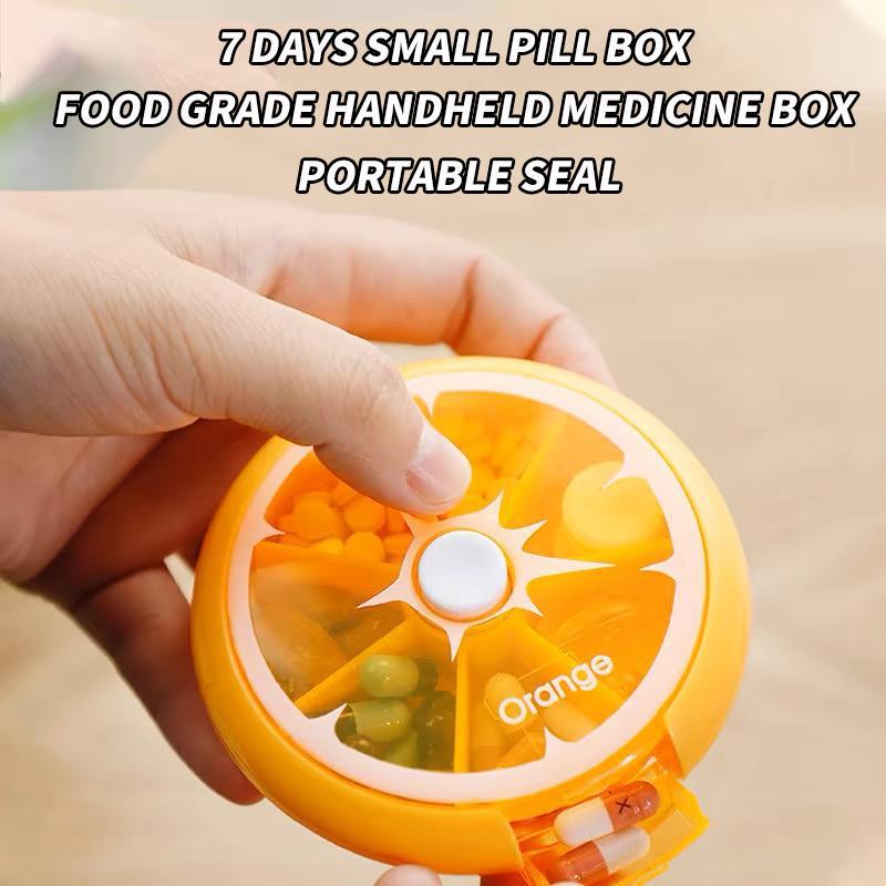 1pc Seven Grid Round Box Sealed Medicine Packaging Box, One Week Medicine Storage Box, Carry Small Medicine Box