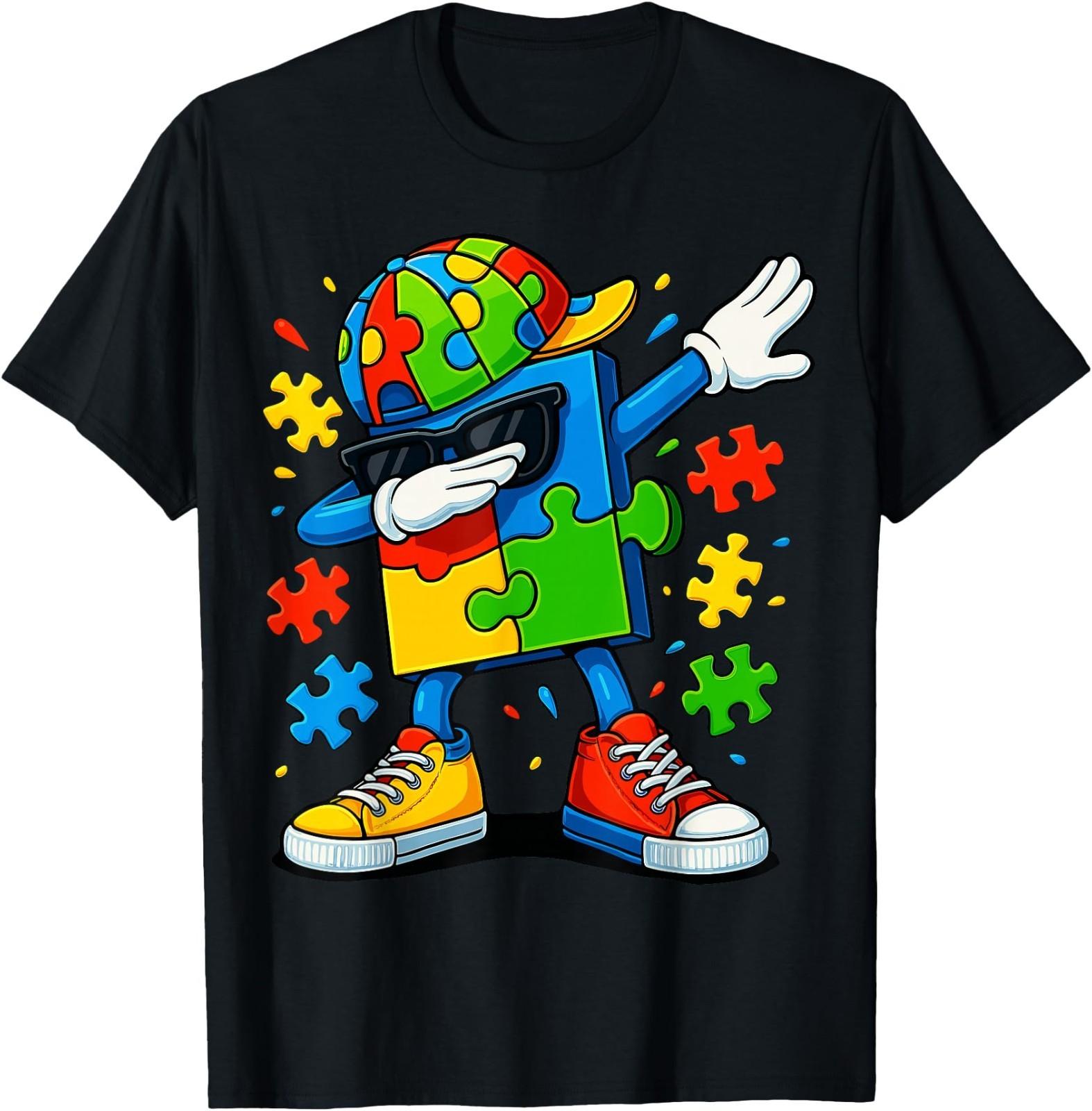 Dabbing Puzzle Autism Awareness T-Shirt S