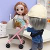 Scene Decor Miniature Baby Stroller 1:12 Simulation Baby Bassinet Cart  Doll Accessories