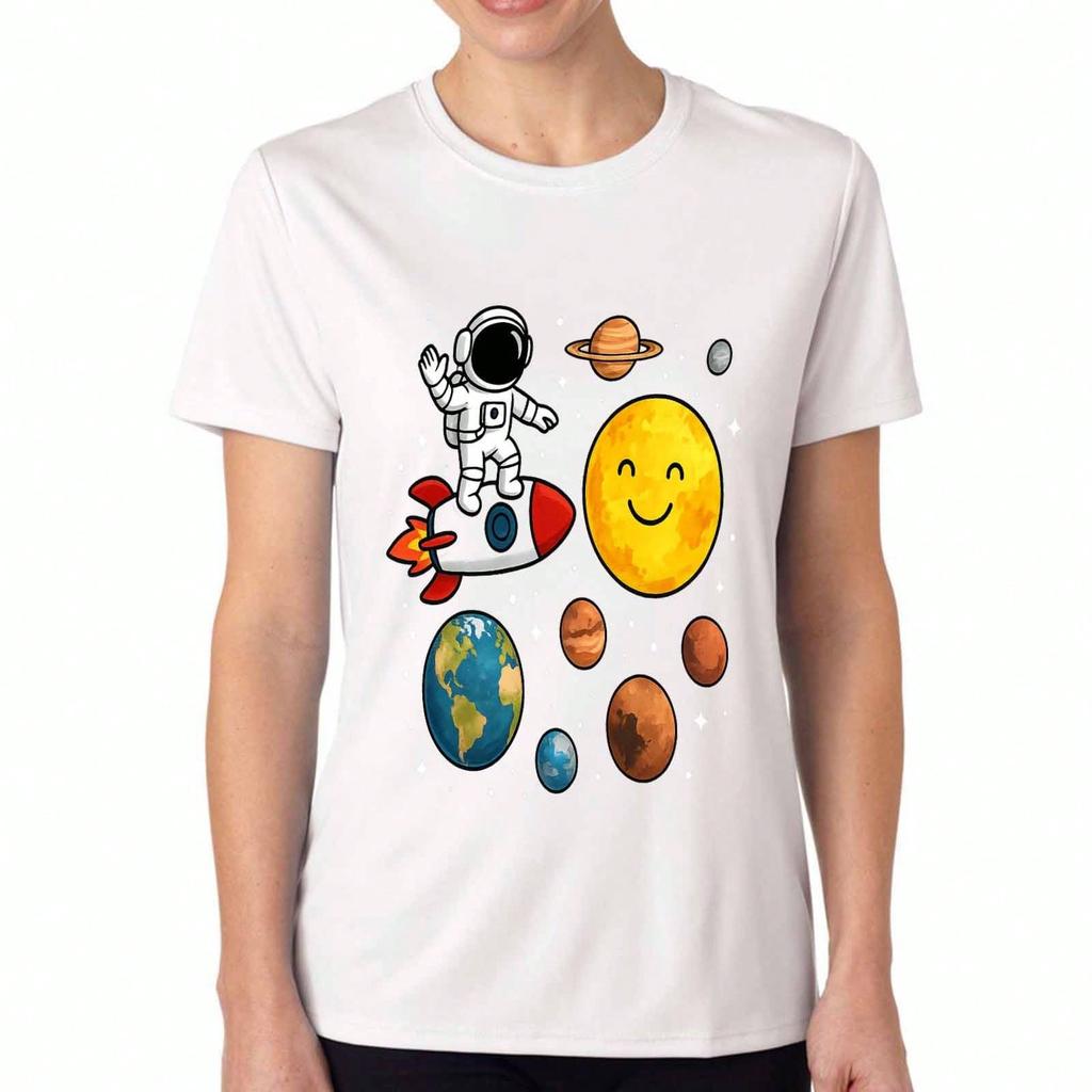 Astronaut unisex Cotton T Shirt, Premium Cotton Quality Print, Durable, Featuring A Retro Space Helmet Design With Galaxy Background, Casual Fashion.