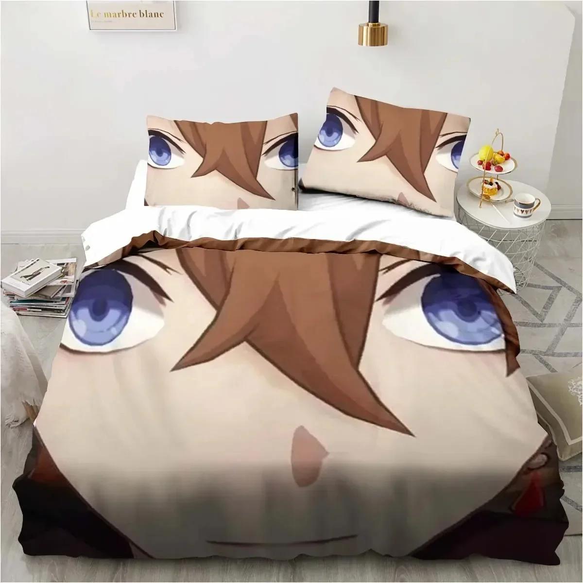 

Cartoon Anime Genshin Impact Game Bedding Set Printed With Pillowcase Bed Duvet Cover Soft Single Double Queen Super King Size 70x133cm 2pcs
