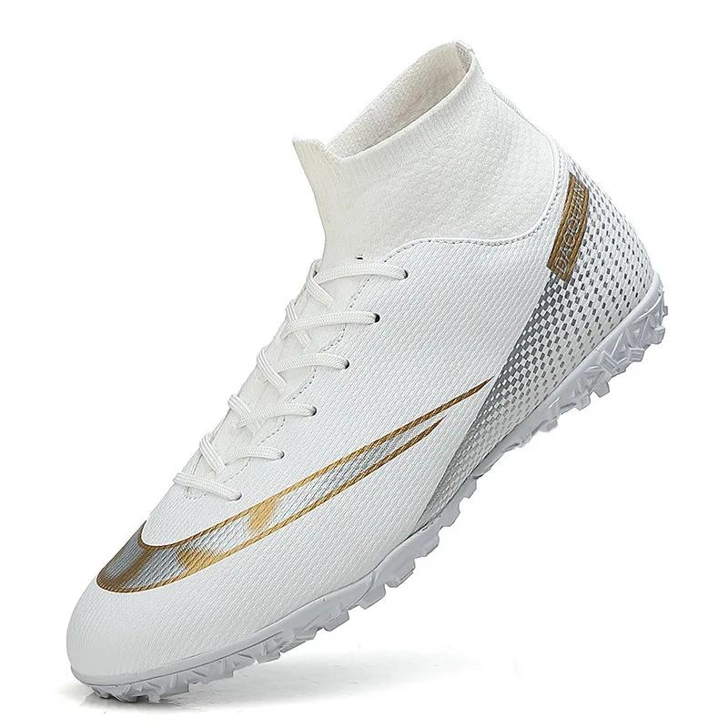 Plus Size Football Shoes Men's High Top Youth Student Competition Training Shoes Artificial Turf Long Spike Basketball Shoes