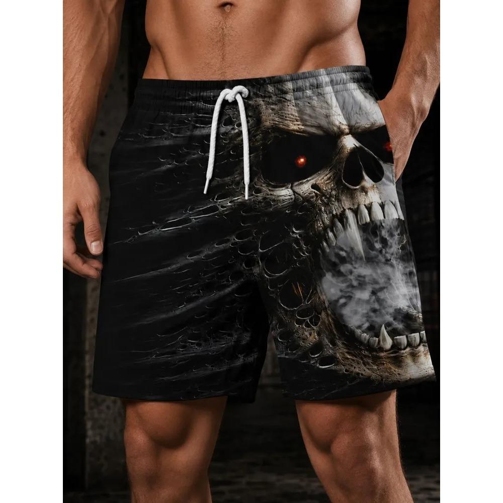 Men s Casual Shorts Outdoor Wear Creative Colorful Fun Skull 3D Printed Shorts Loose Casual Plus Size Breathable Cool Summer Versatile Shorts S