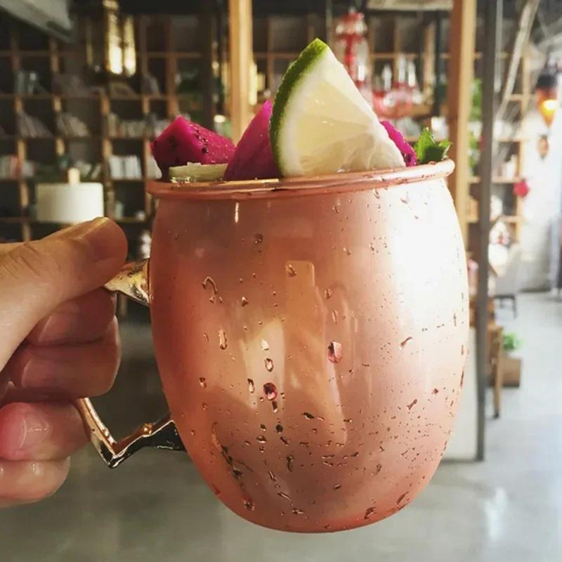 Cocktail Wine Cup Moscow Mule Mug Stainless Steel Hammered Copper Plated Beer Cup Coffee Cup Bar Drinkware for Ramadan