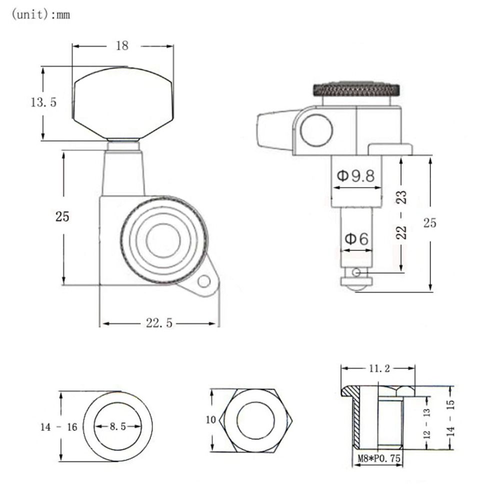 6PCS/Set Silver/Gold/Black Guitar Locking Tuners Lock String Guitar Tuning Pegs