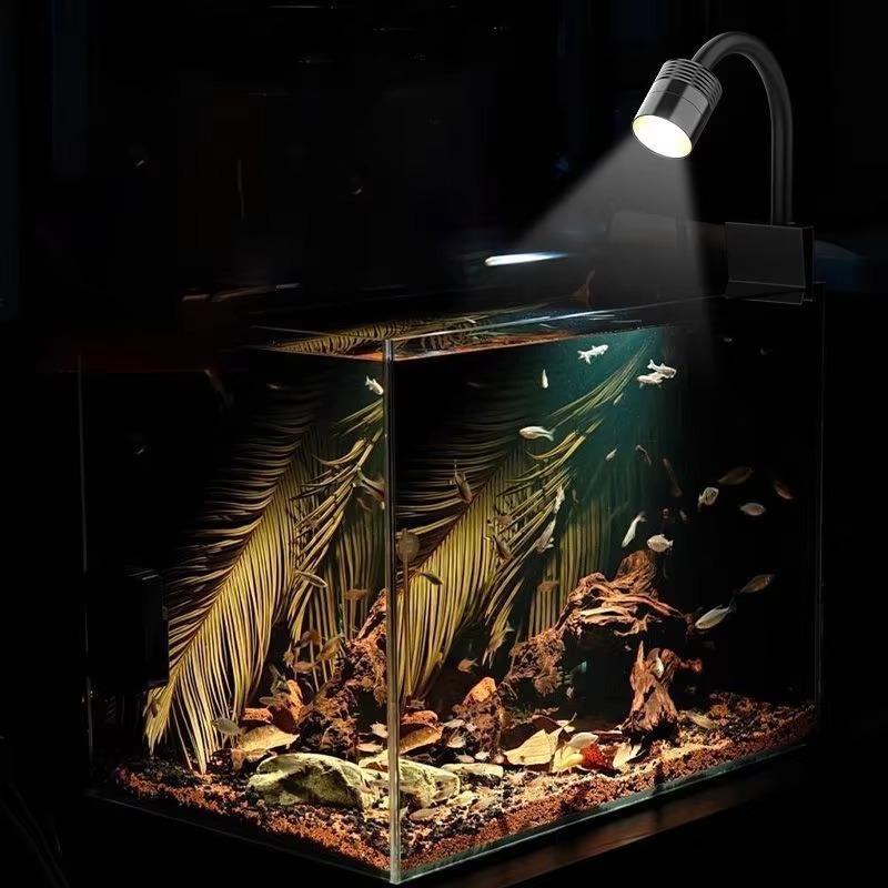 3W South American Aquarium Spotlight 3‑Color LED Fish Tank Lamp Focus Lighting Practical Aquascape Decor Light for Fish Tank Lan