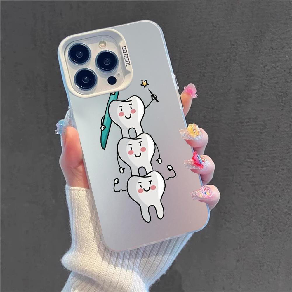 

Чехол для телефона с рисунком зуба и дантиста для IPhone 16 15 14 13 12 11 Pro Max X XR XSMAX 8 7 Plus Матовый противоударный задний чехол iPhone 12 mini
