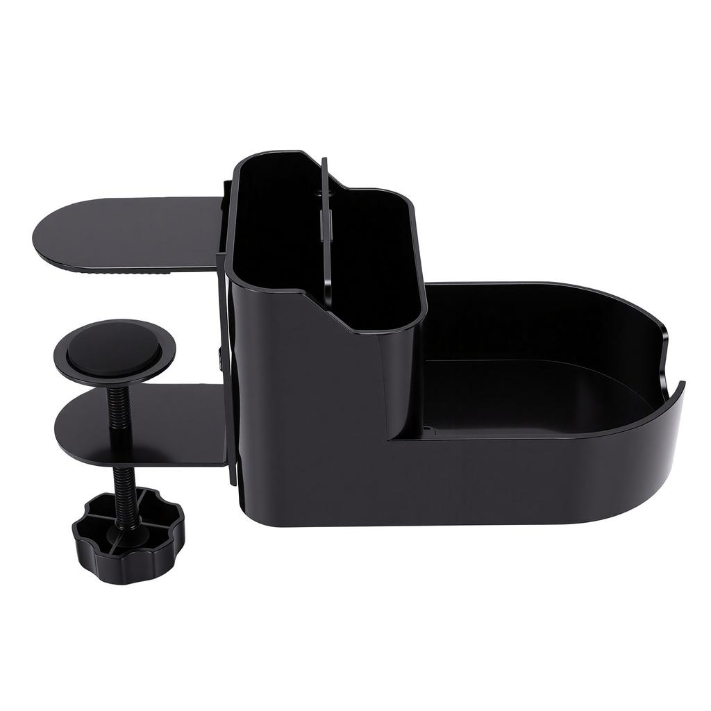 Desk Cup Holder Clamp with Charging Hole Plastic Carbon Steel Anti Spill Clip On Cup Holder for Coffee Cup Tea Cup Pen