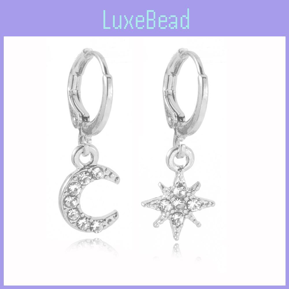Elegant Alloy Star And Moon Earrings Trendy Fashion For Women Stylish Geometric Design